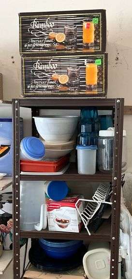 Metal shelf and contents image