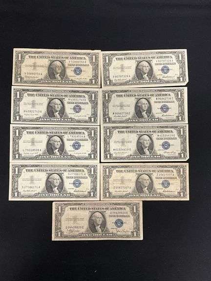 (9) $1 silver certificates image