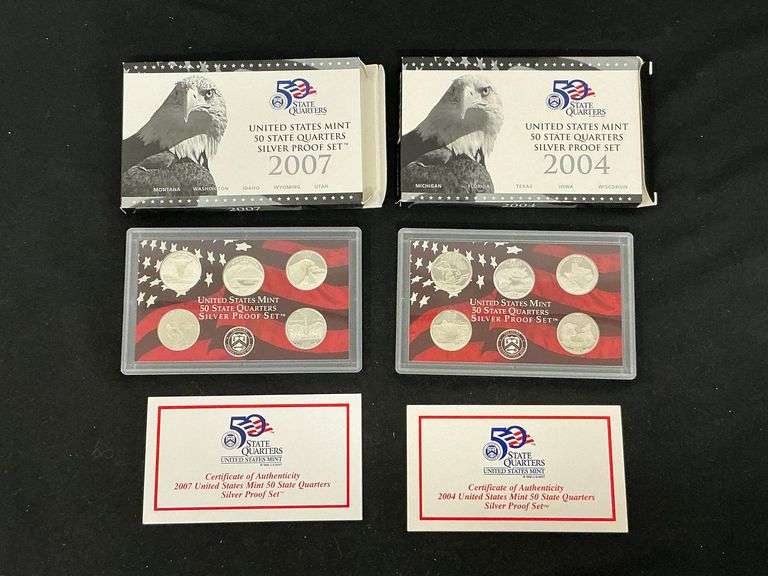 2004 and 2007 U.S. Mint 50 State Quarters Silver Proof Set image
