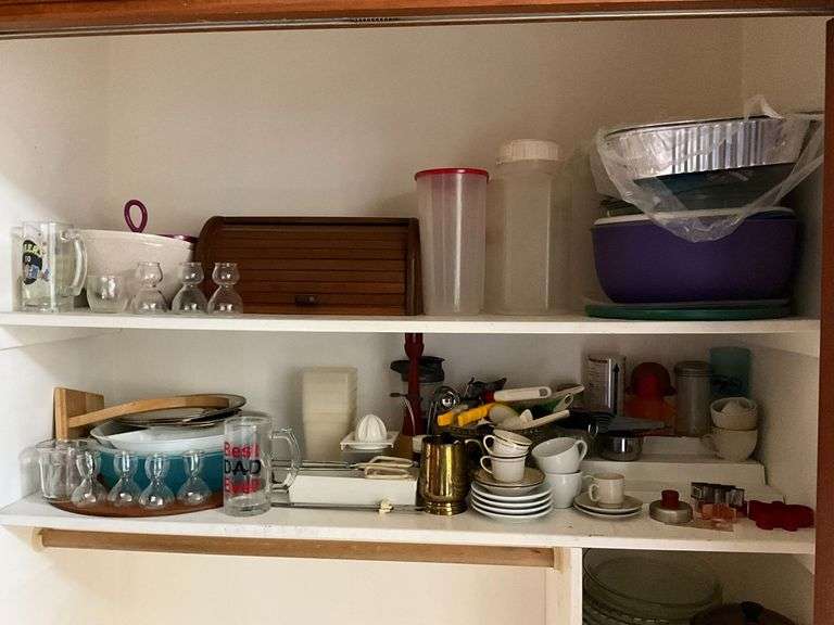 Bread box, plasticware, mugs, cookie cutters, etc. image
