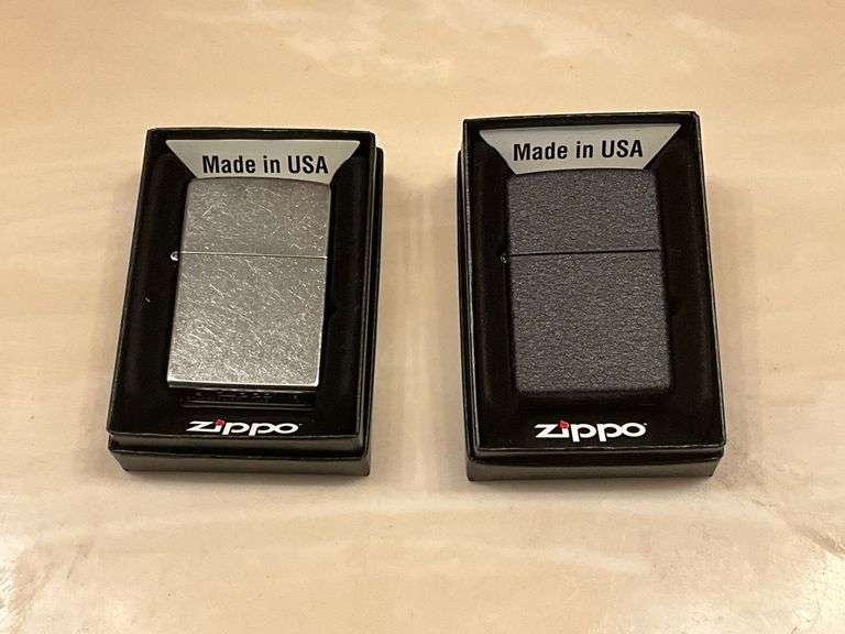 Street chrome and Black crackle Zippo lighters NIB image