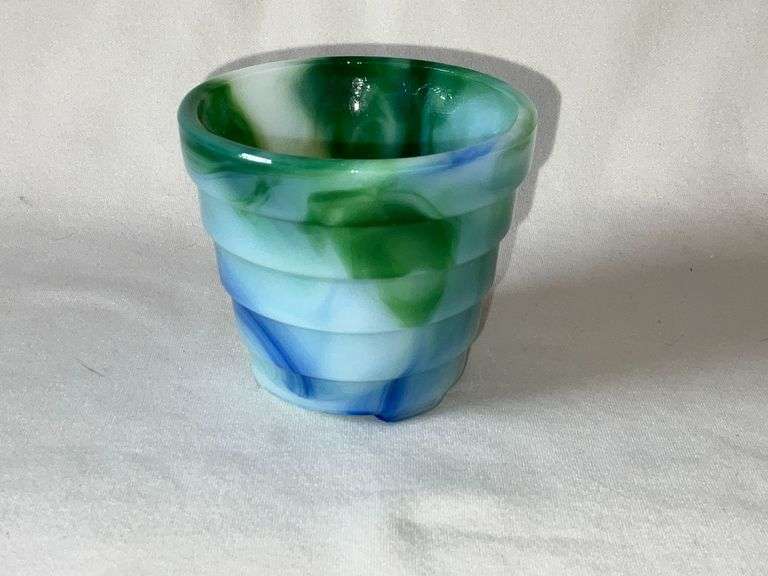 Slag Glass flower pot image