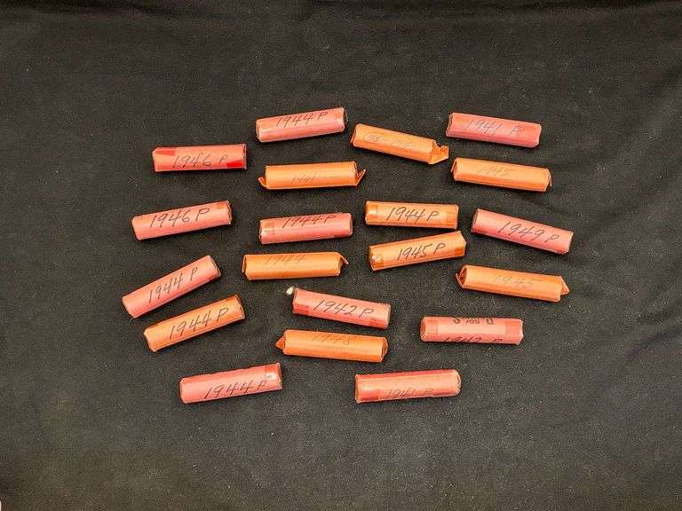 20 rolls of hand rolled wheat pennies image