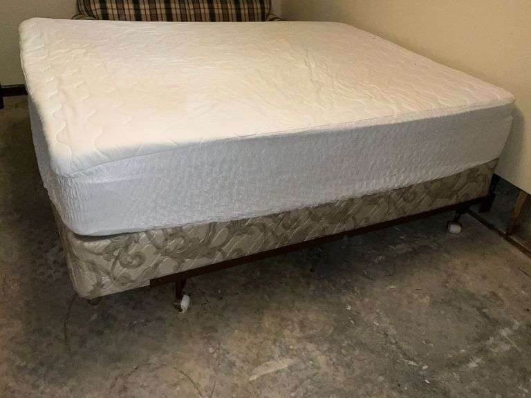 Queen size mattress and box springs with hollywood frame image