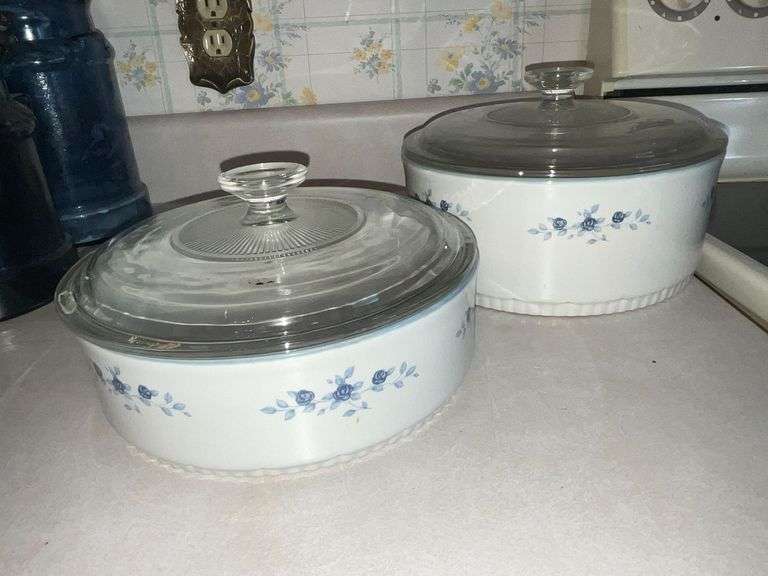 Pair of Pfaltzgraff Poetry Glossy covered casserole dishes image