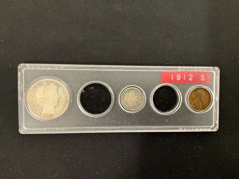 1912-S half dollar, dime and penny (very good) image