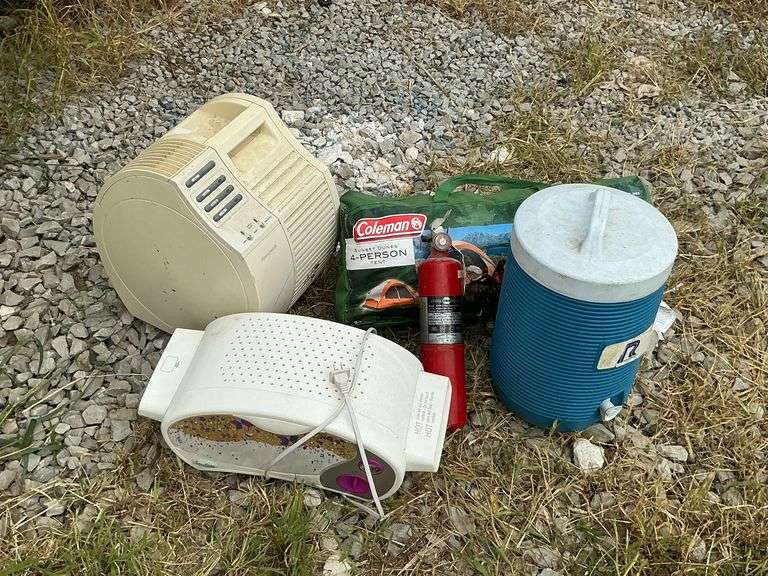 Coleman 4-person tent, Igloo water cooler image