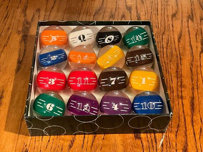 Set of poly pool balls in original box image