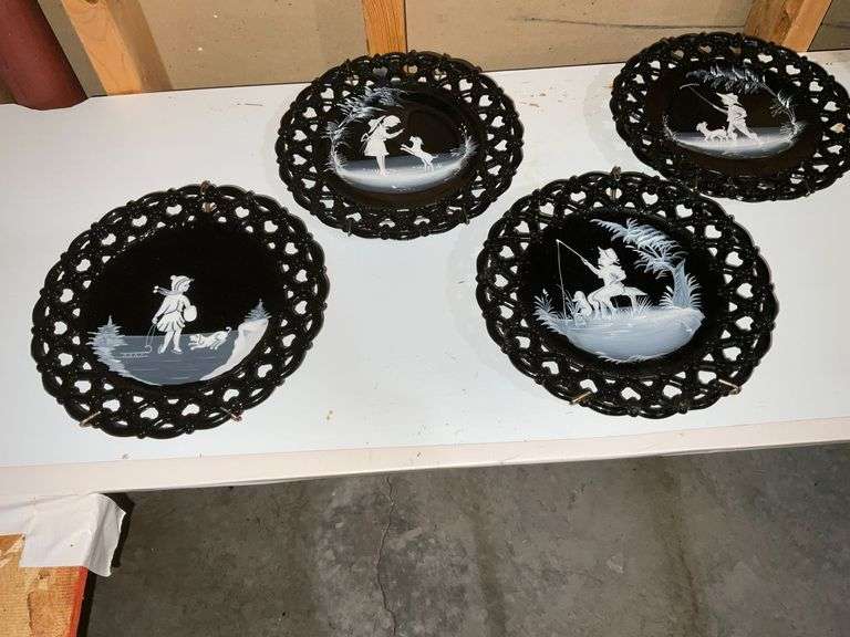 4 Mary Gregory style plates image