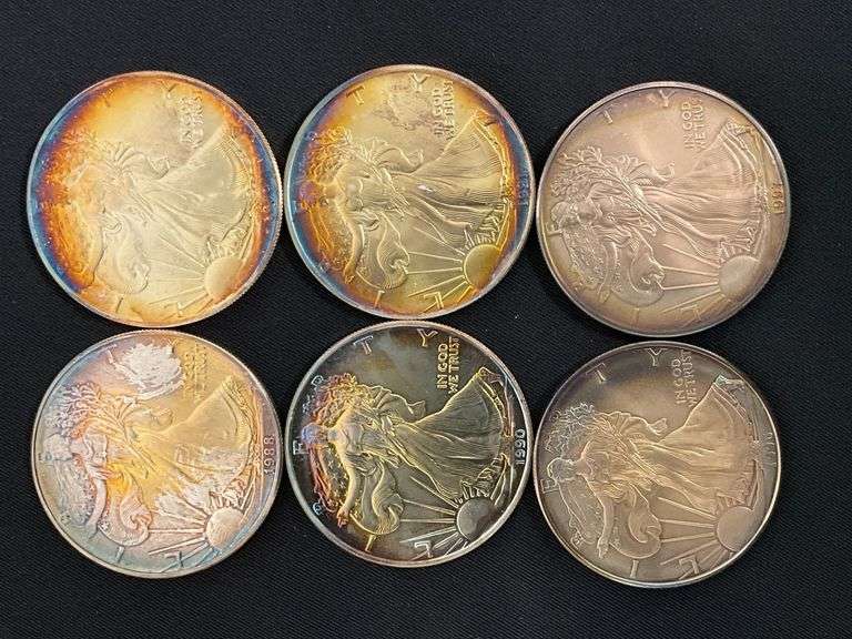 1989, 1988, 1991, 1996, 1990, 1997 American Eagle silver dollars image