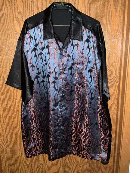 Oin pain brocade shirt with flames image