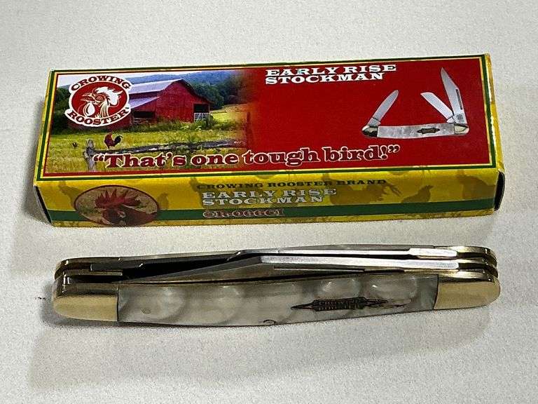 Early Rise Stockman Crowing Rooster 3-blade knife image