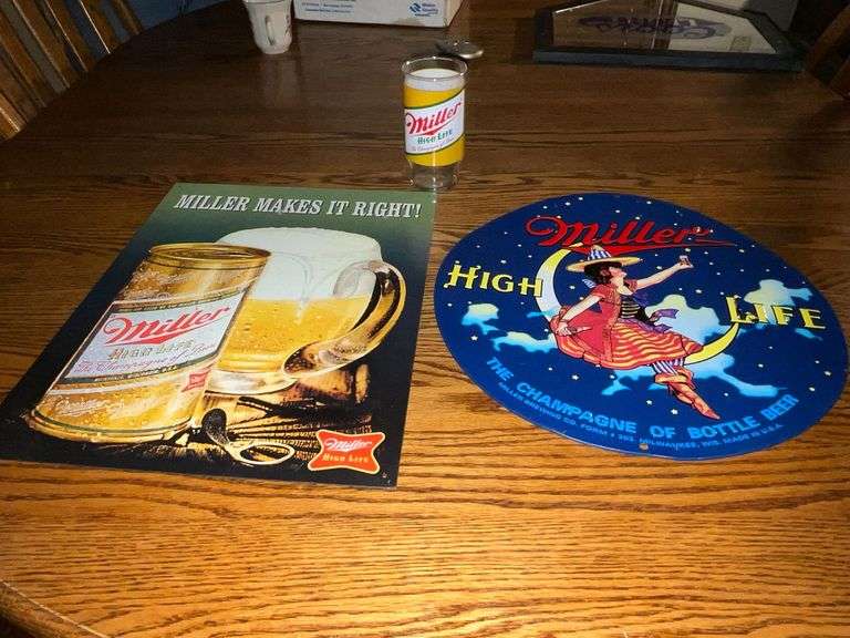 Miller High Life glass, metal signs image