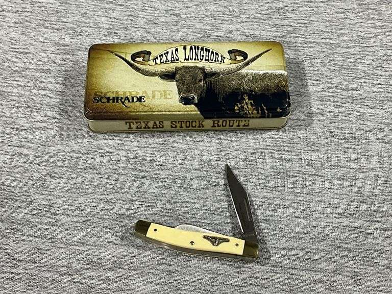 Schrade Old Timer Texas Longhorn 8LH knife in presentation tin image