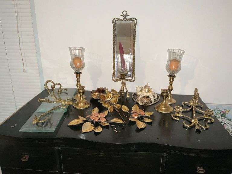Brass items, candlesticks image