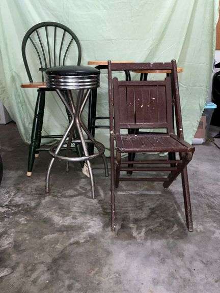 Wood folding chair, bar stools image