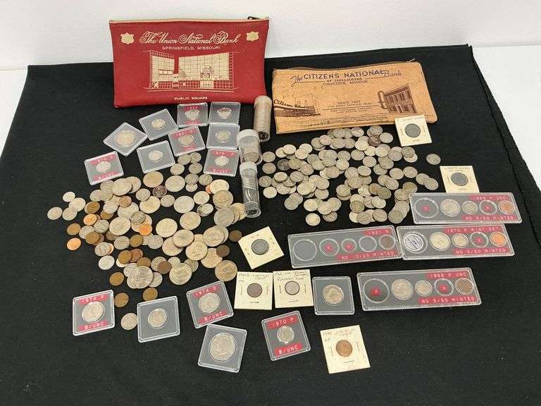 Spending change in vintage bank bags image