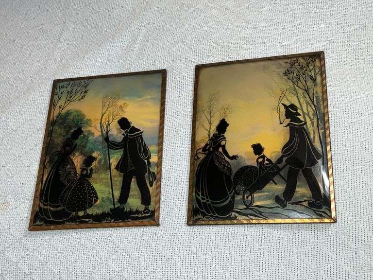 Pair of bubble glass reverse painting image