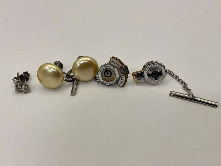 Sterling earrings and service pins image