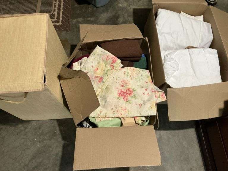 2 boxes of linens, sheets, etc. image