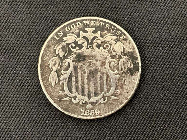 1869 shield nickel image