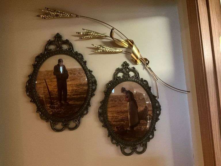 Pair of framed art with metal straw image