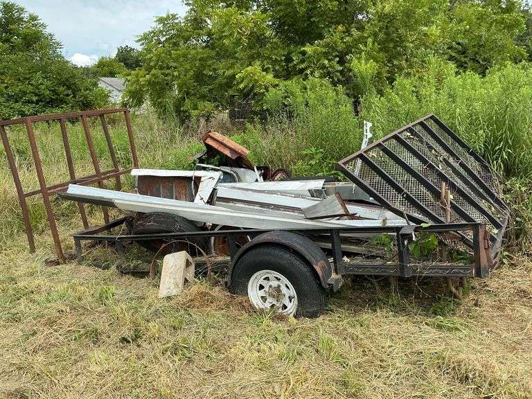 12' utility trailer for scarp, scarp metal - including guttering, tube frame rack image
