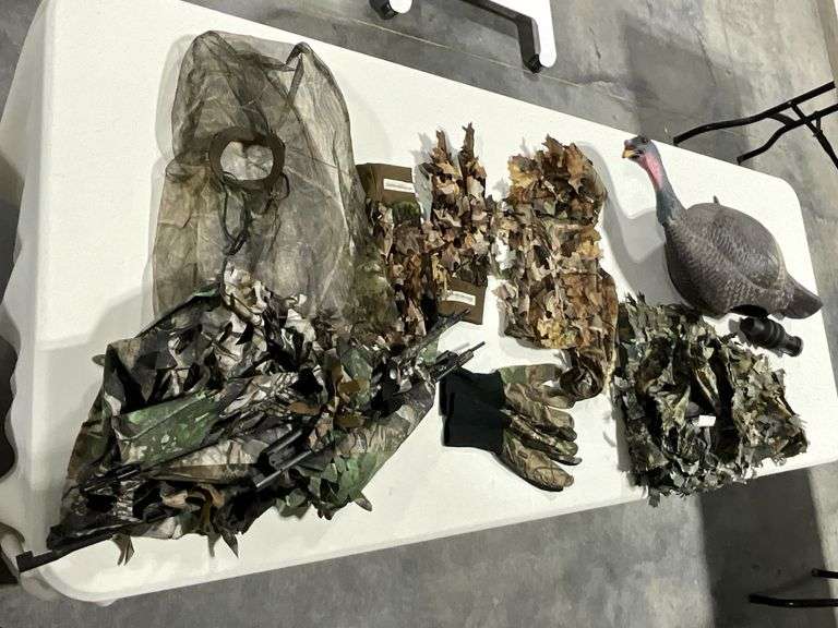 Turkey hen decoy, Primos call, L/XL ghillie pants, gloves, face mask image