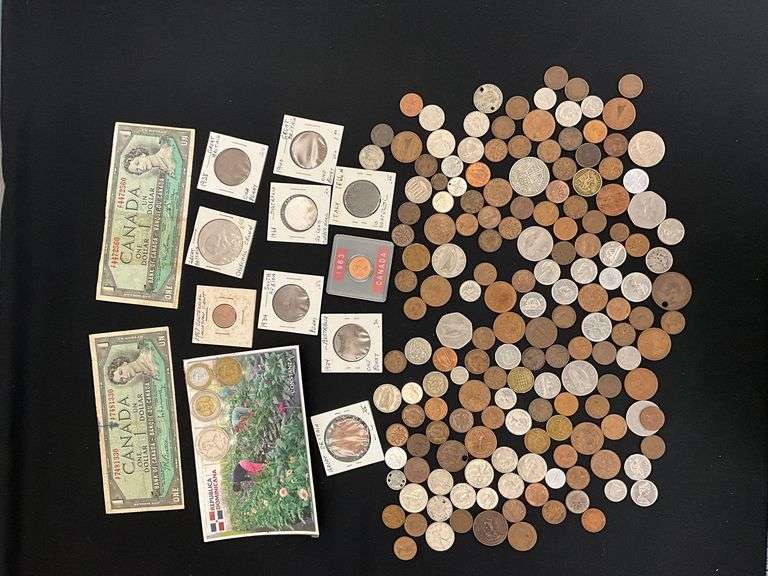 Assorted foreign coins image
