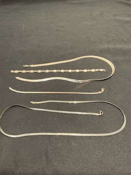 18" necklace marked 925, 24" herringbone 925 chain, 8" 925 bracelet, 7 1/2" Italy 925 chain image