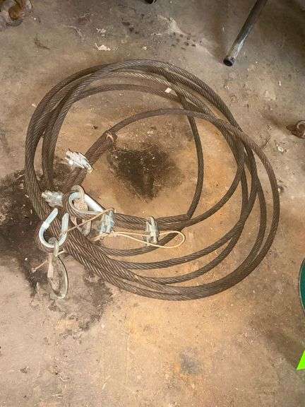 7/16" cable, length unknown with 2 hooks. image