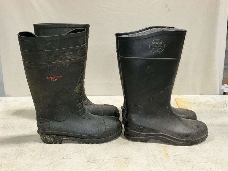 Servus size 8 and Tingley size 7 rubber boots image