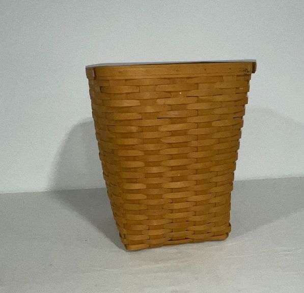 1998 Longaberger waste basket with plastic liner image