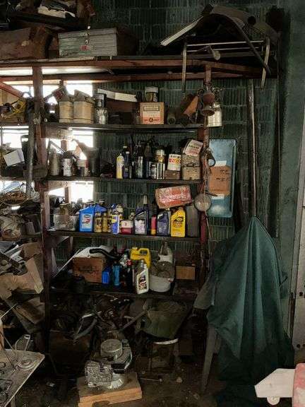 Automotive chemicals, oil, lubricants, motor, blue metal cabinet image