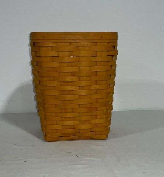 1998 Longaberger waste basket with plastic liner image