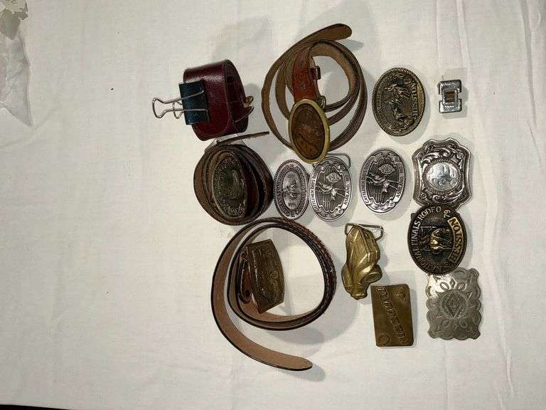 Assorted belt buckles and belts image