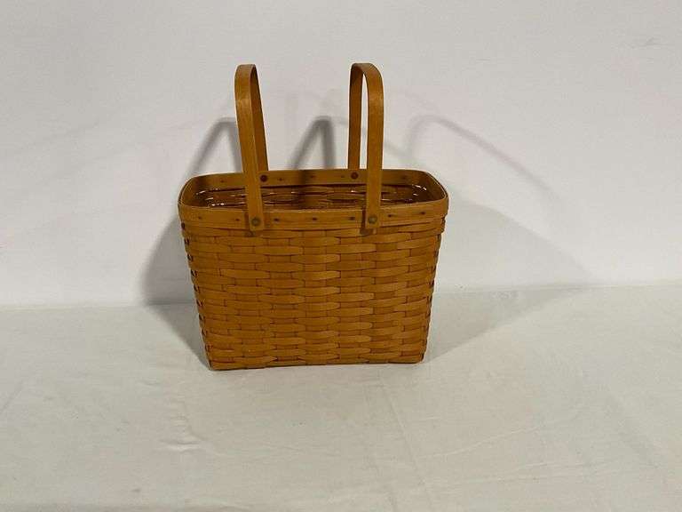 1997 Longaberger basket with 2 handles and plastic liner image
