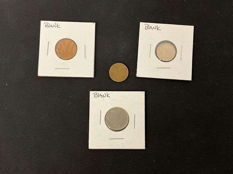 Penny, dime and nickel coin blanks image