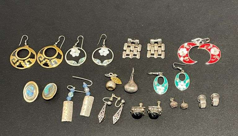 Southwest style and other earrings, no markings found image