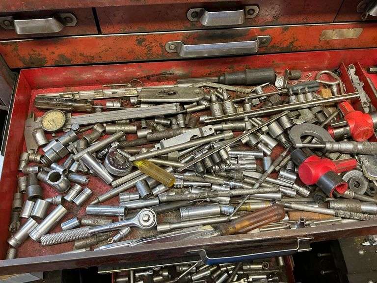 Assorted 1/4" drive ratchets, sockets, extensions image