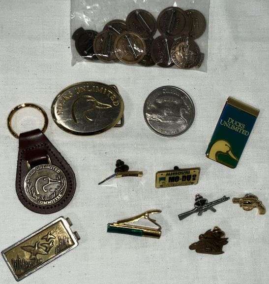 Ducks Unlimited pins, belt buckle, money clip image