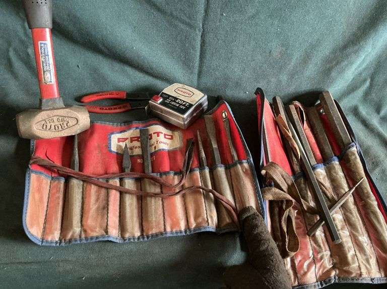 Proto brass hammer, snap ring pliers, chisels and punches image