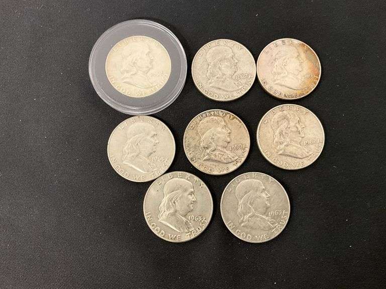 8 Franklin half silver dollars image