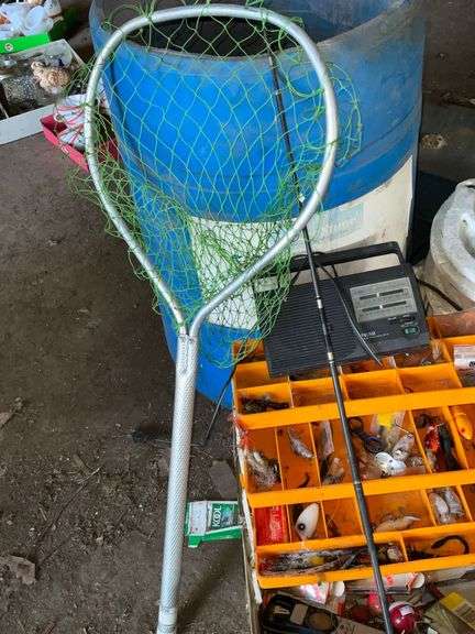Fish trap, dip net, fish basket, tackle box, reels, etc. image
