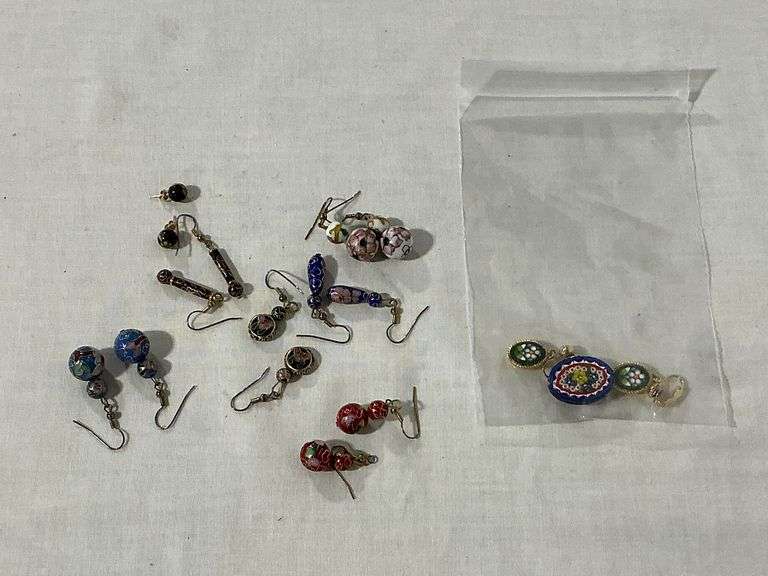 Cloisonne jewelry, earrings & pin. image
