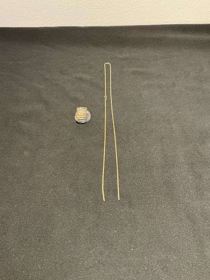 14K gold JCM ring size 5 1/4 and broken 14K gold 24" L rope chain image