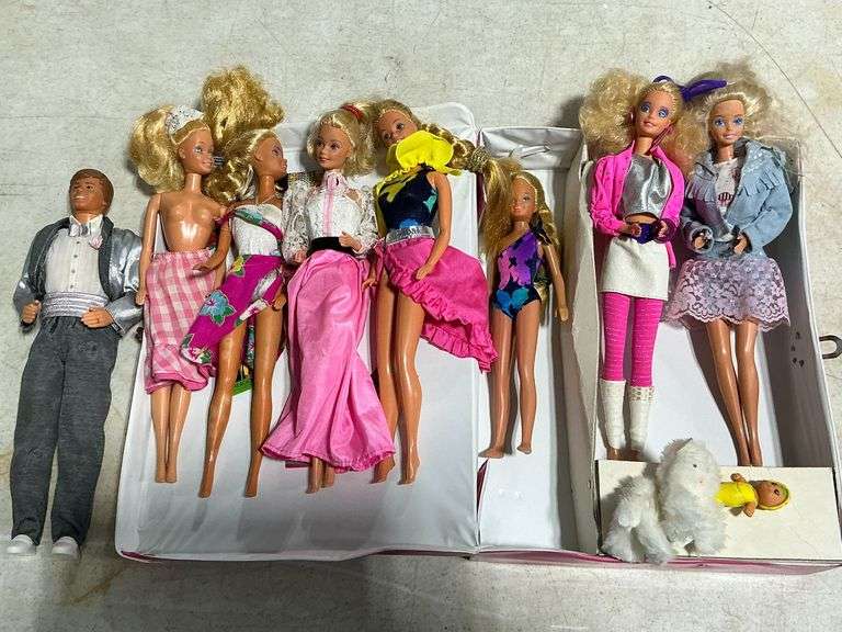 1960's Barbie and Ken dolls in fashion doll case image