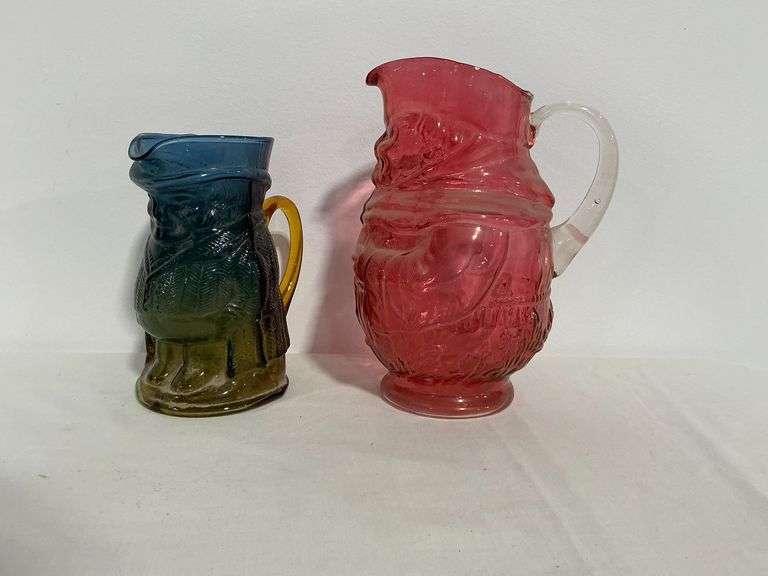 Pair of glass Toby mugs up to 8 1/2' T. image