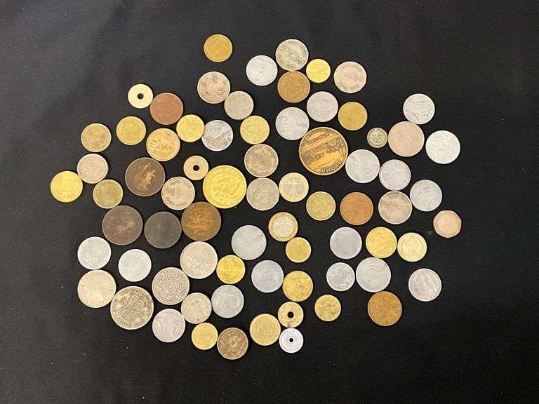 Assorted foreign coins image