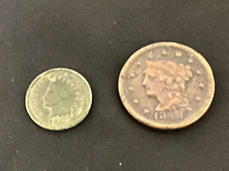 1848 One Cent Piece, 1898 Indian head penny image